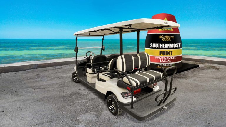 Fury White Golf Cart Rental at the southernmost point